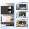 Topass Metal Wall Cabinet with Lockgarage Storage Cabinet, Wall Mounted Utility Cabinet with Adjustable Shelf & Locking Doors
